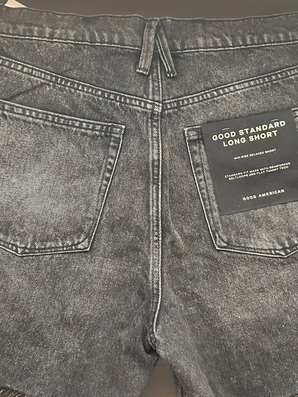 Good American Good Standard Long Shorts - Washed Black High-Rise
